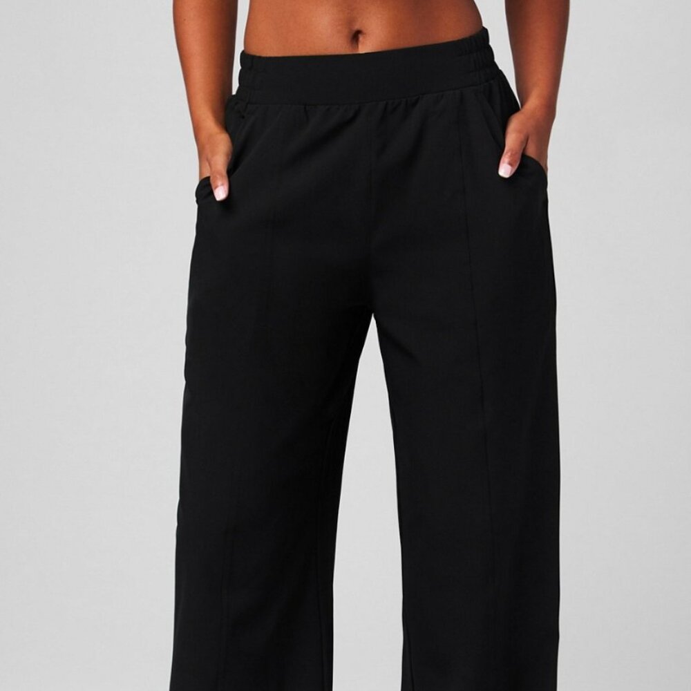 Fabletics Downtown Wide Leg Pant, Black, Size L, NWT